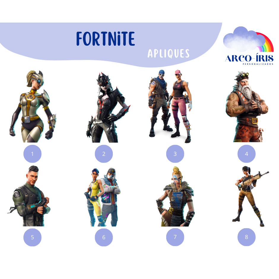 Aplique Recortado - Fortnite - Enfeite, Tag, Lembrancinha, Tubetes - Decoração Festa Aniversário