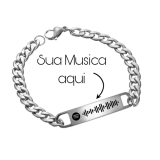 Pulseira Bracelete Qr code Spotify Masculino feminino Aço Inoxidável anti alérgico. em Oferta na Shopee