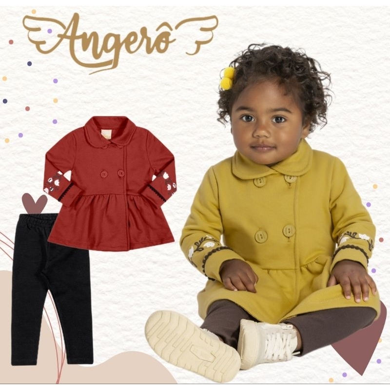 Conjunto Infantil Menina Casaco Moletom + Legging Molicotton Angerô