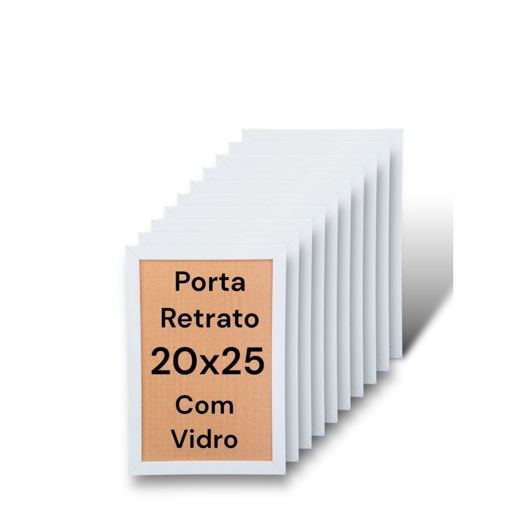 Kit 12 Porta Retratos 20x25 Moldura Branca Com Vidro