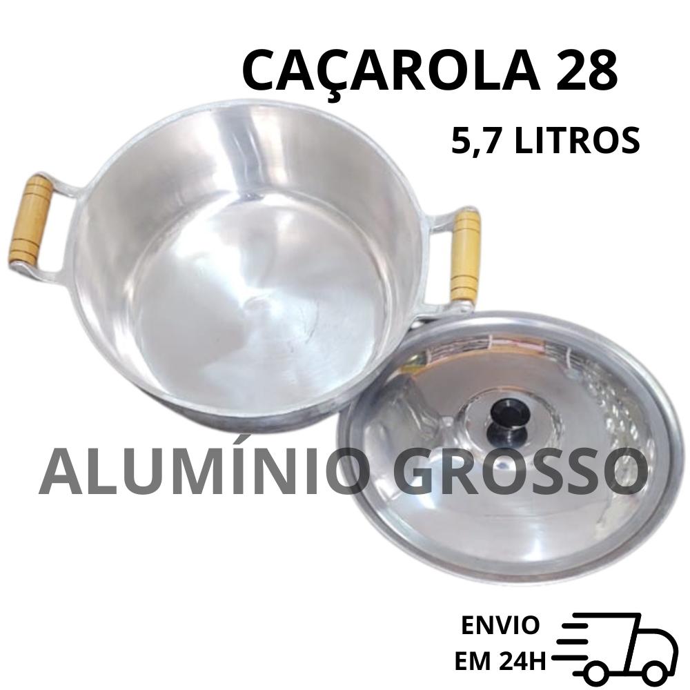 Panela Caçarola Grande Aluminio n28 Fundido Batido Grosso Panela Grande 5.7L