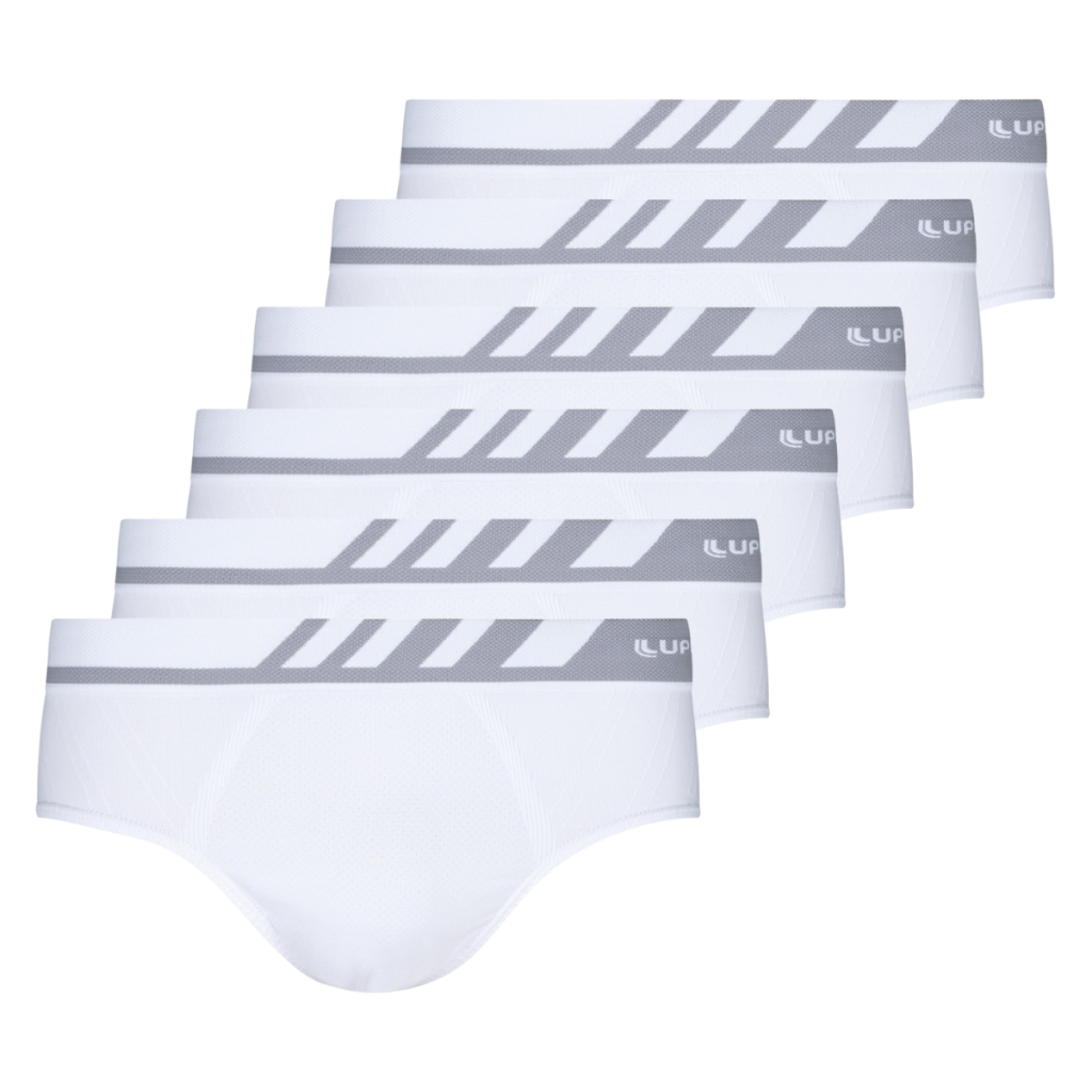 Kit 6 Cuecas Masculina Slip Lupo Microfibra Adulto Sem Costura Original Branco 691-002