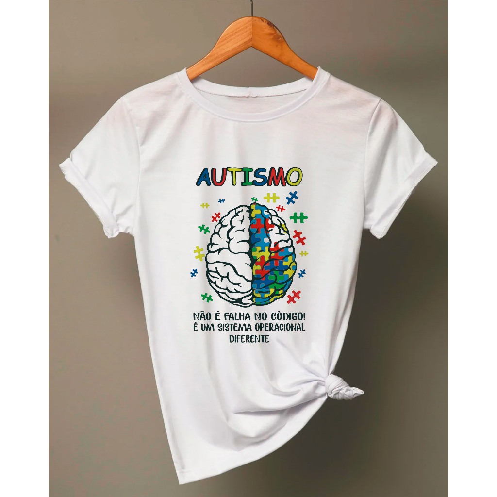 CAMISETA ADULTO AUTISMO NÃO É FALHA NO CÓDIGO É UM SISTEMA OPERACIONAL DIFERENTE unissex sublimada