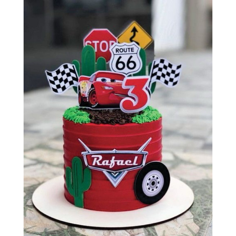 Topo Topper De Bolo carros relâmpago mc queen - topo personalizado em Oferta na Shopee