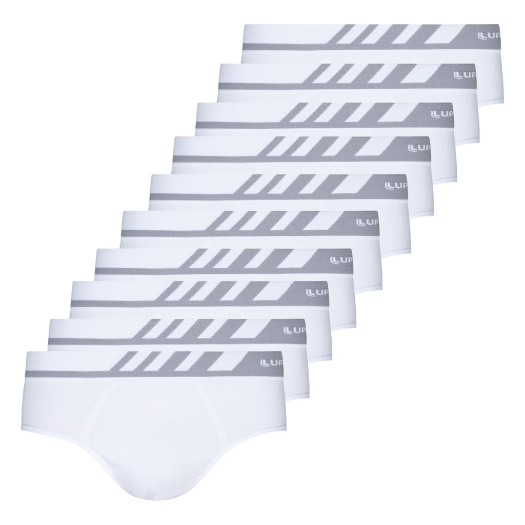 Kit 10 Cuecas Masculina Slip Lupo Microfibra Adulto Sem Costura Original Branco 691-002