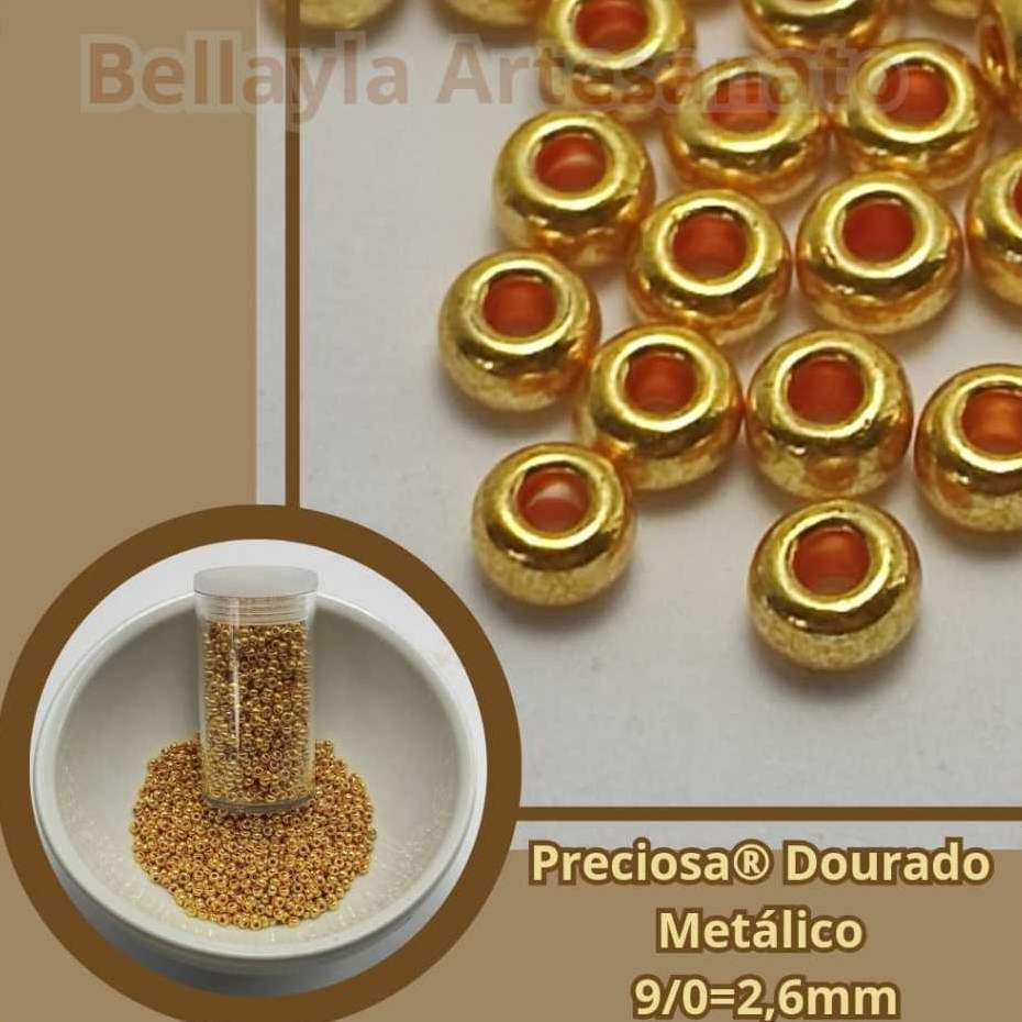 Miçanga Preciosa®/Jablonex 9/0, cor Dourado Metálico (PM18581) +ou- 1.990 unids.
