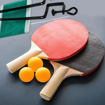 Kit Ping Pong Tênis De Mesa 2 Raquetes + 3 Bolinhas + 1 Rede