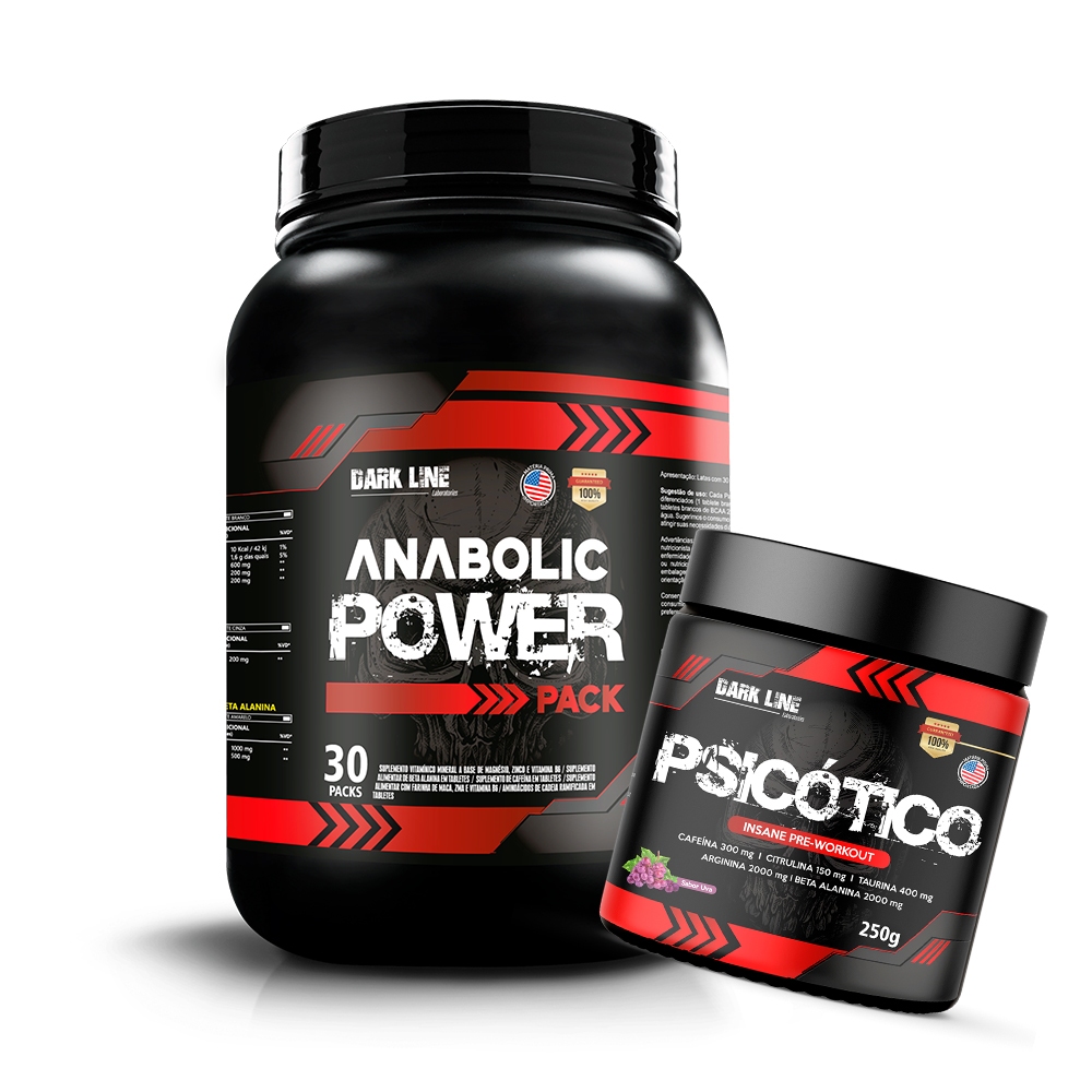 Kit Dark Anabolic Power Pack 30 Packs + Pré Treino