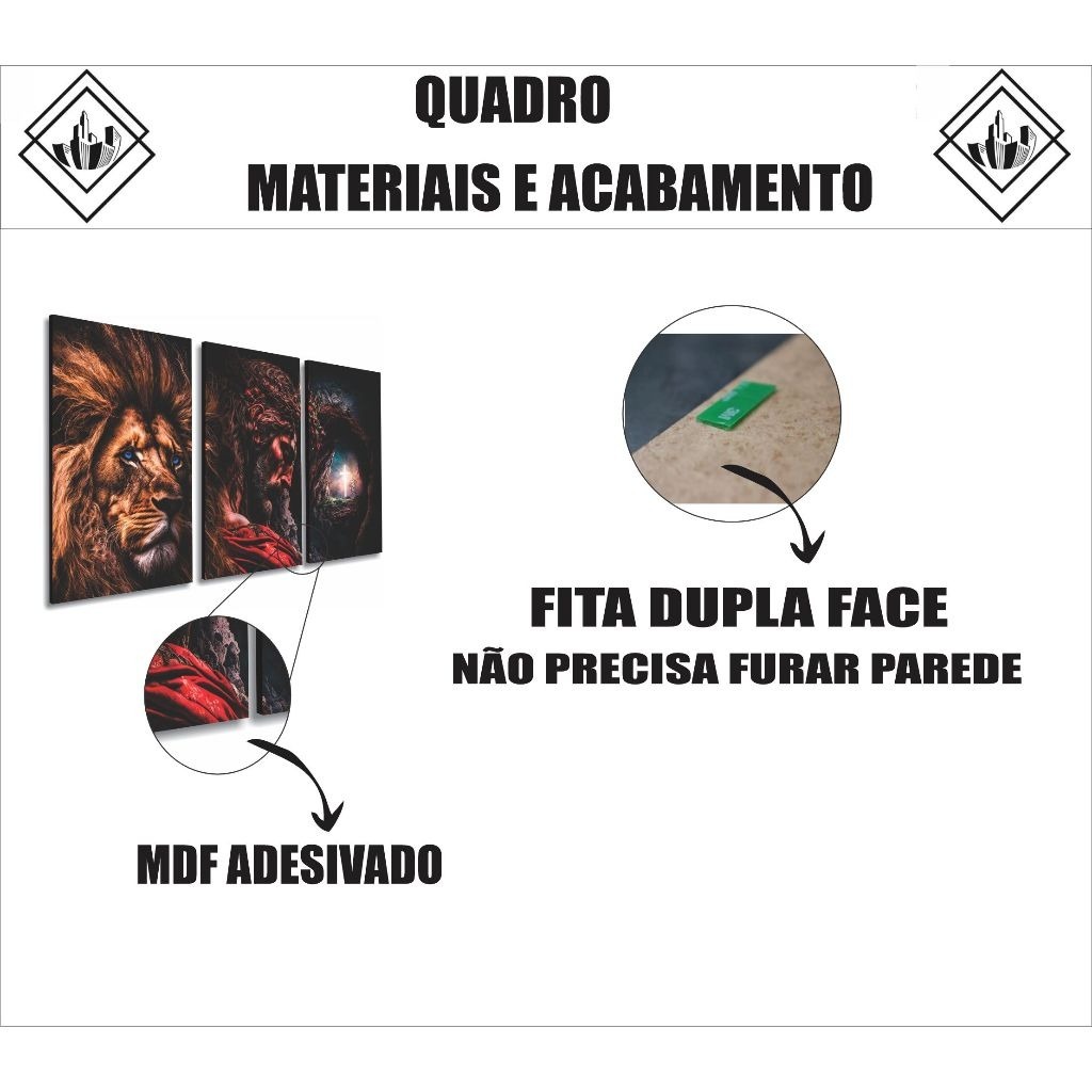 Kit Quadros Decorativos Família De Leões Leão Rei Tendência Sala Casa 90x60cm mdf3mm