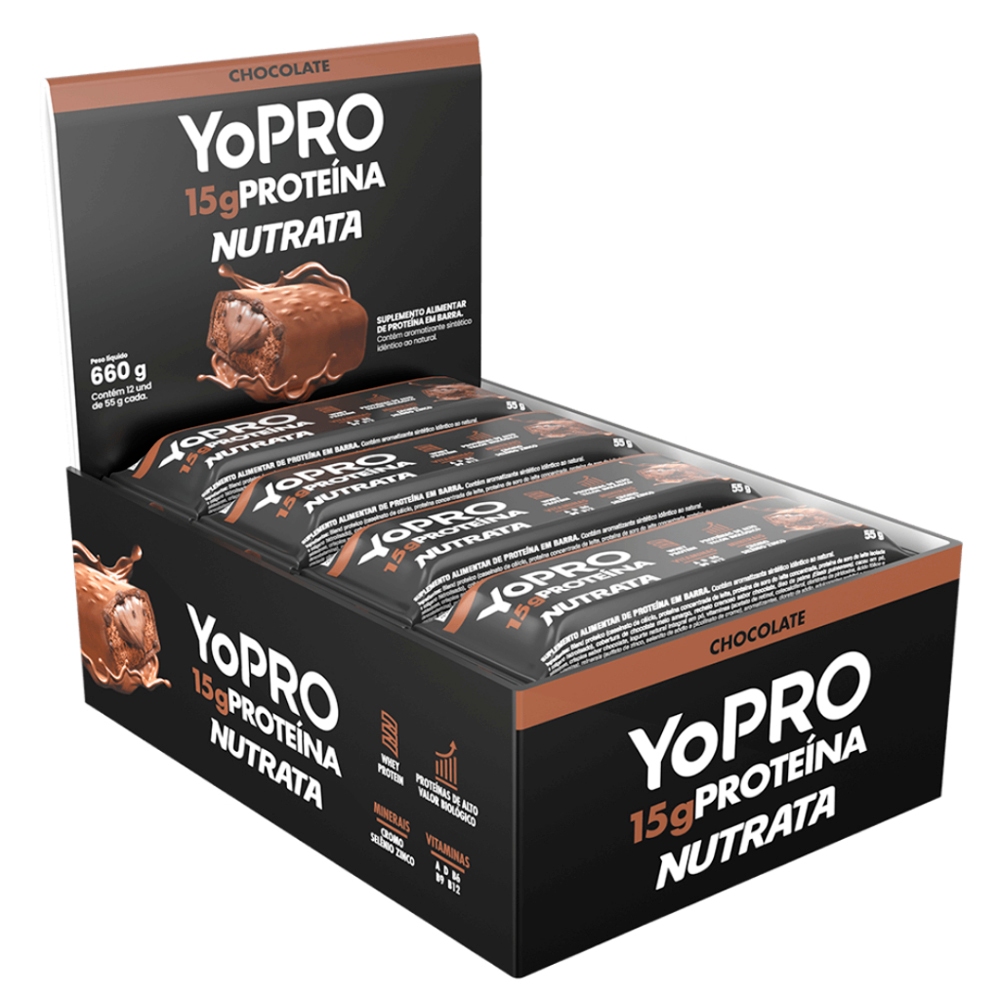 Barras De Proteína Yopro 12 Unidades 55g Whey Bar - Nutrata - Food & Beverages