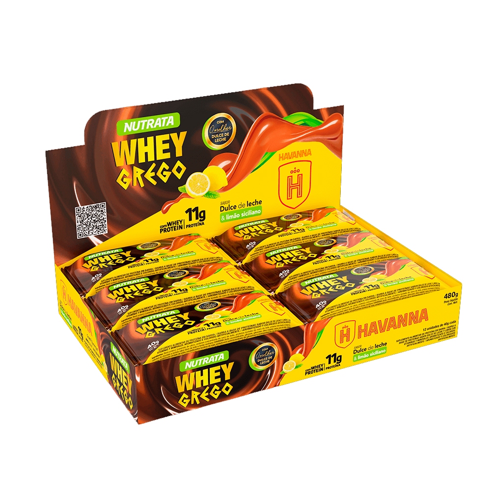 Whey Grego Bar Havanna Caixa 12 Unidades - Nutrata - Health