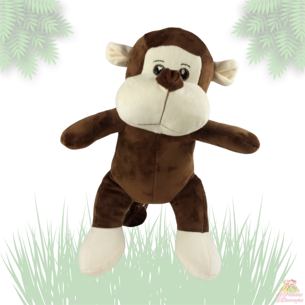 Pelúcia De Animais Safari Macaco Bichinhos ParaCriança 25cm Bebe Presente Menina Menino Antialérgico