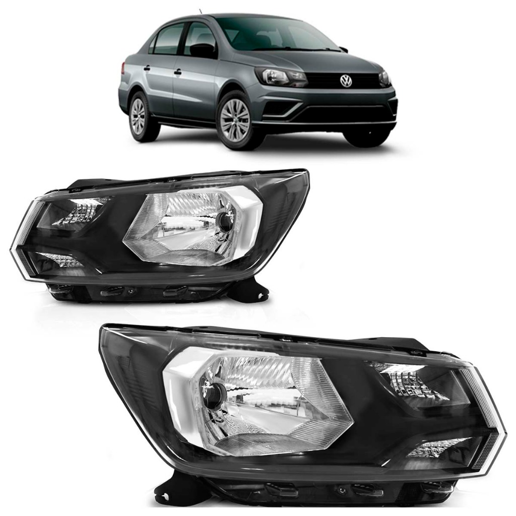 Farol Dianteiro Voyage G8 2018 2019 2020 Máscara Negra Foco Simples Lente Lisa Acrilico em Oferta na Shopee