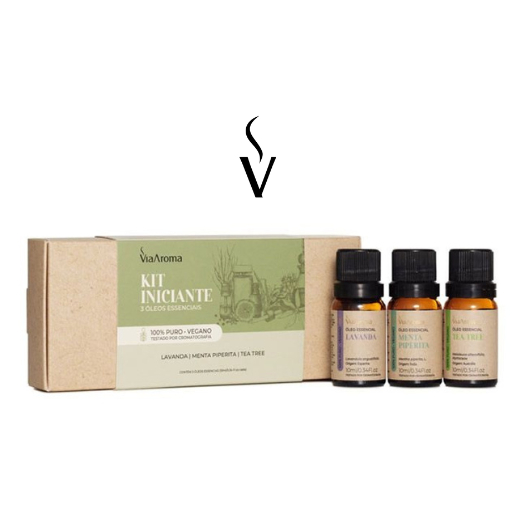 Kit Óleos Essenciais Iniciante Via Aroma  3 unidades - aromaterapia puro 100% naturais Via Aroma 10ml - Home & Living