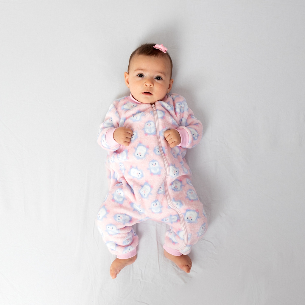 Macacão Longo Soft Fleece Pijama para Bebê Menina Inverno