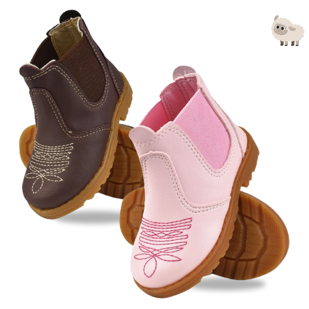 Bota Botina Country Bordada Infantil Coturno Confortável Lançamento