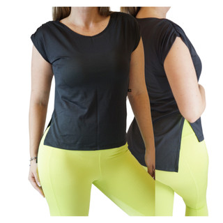 Blusa Feminina de Academia Mullet Camiseta Tapa Bumbum sobre legging Camisa Dry Fit Fitness