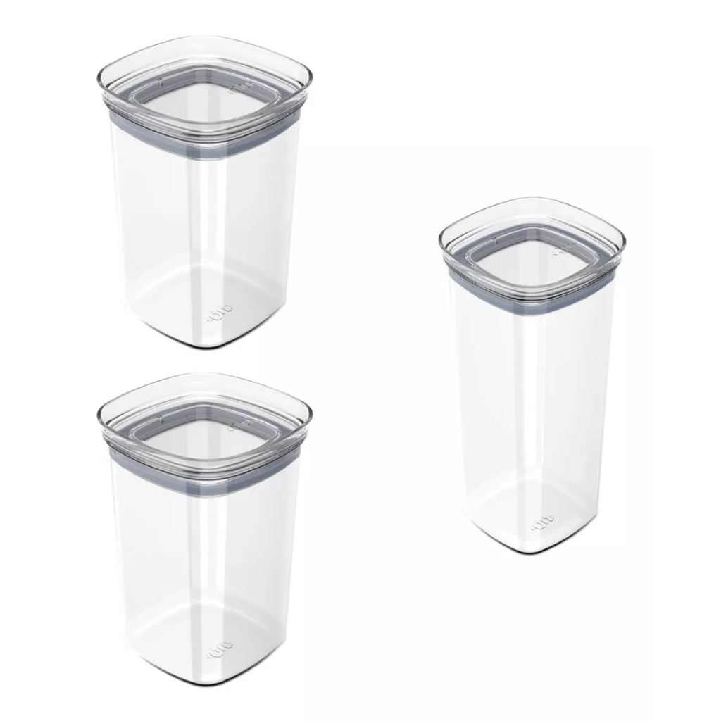 Kit 3x Pote Hermético Organizador Mantimentos Block 1l 1,5l