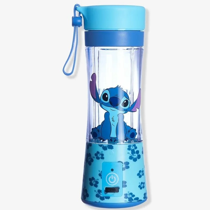 Mini Liquidificador Portátil Shake STITCH OFICIAL com 6 Laminas + Cabo USB GARRAFA MIXER 300ML