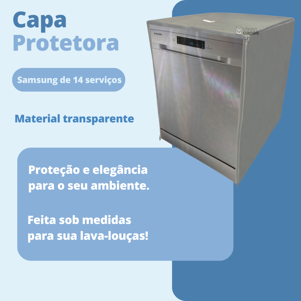 CAPA PARA LAVA LOUÇAS SAMSUNG 14 SERVIÇOS TRANSPARENTE