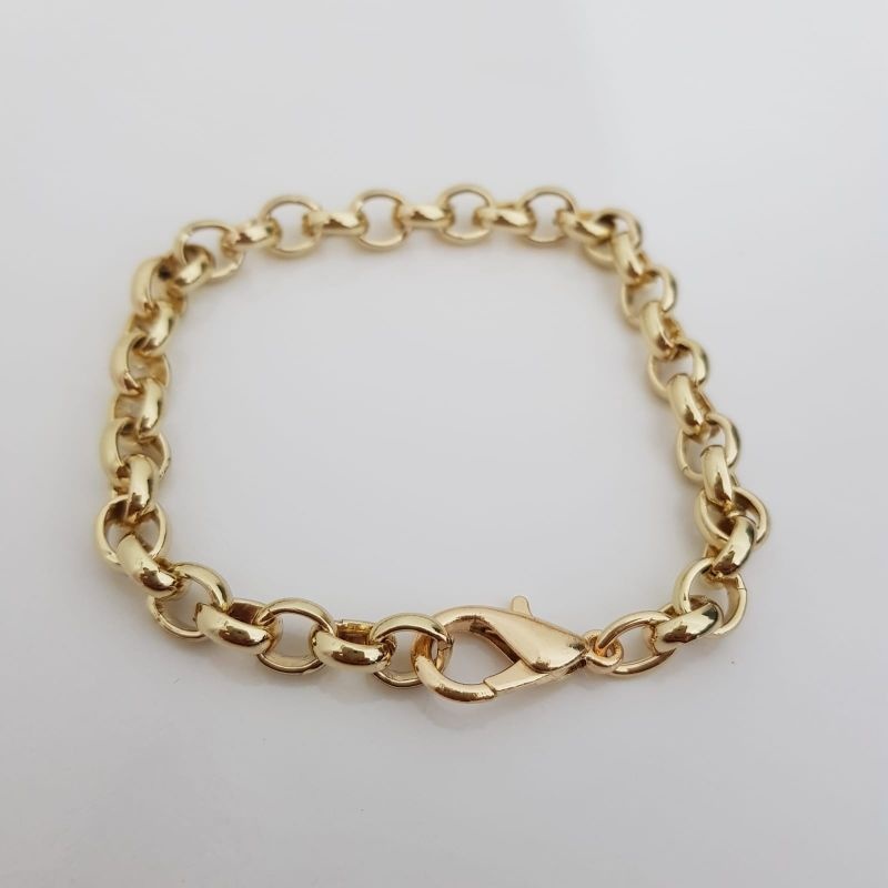 Pulseira Elo português Feminina Aço Inox Folheado/Banhado a Ouro 18k em Oferta na Shopee