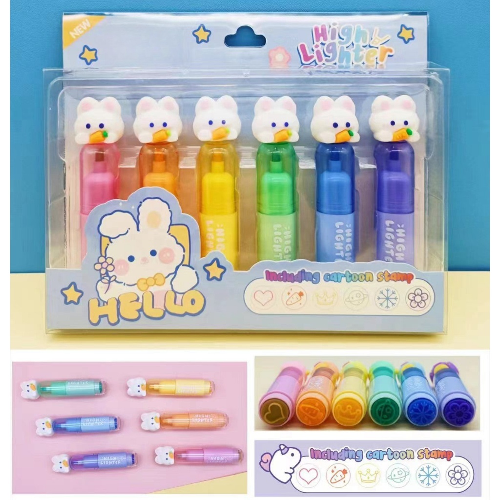 Kit com 6 Canetas Mini Marca Texto fofos /marcador de destaque/canetas coloridas