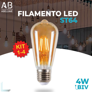 Lâmpada Filamento LED ST64 4W E27 LUZ QUENTE (AMARELO) Âmbar Retrô Vintage 110V~220V | Bivolt em Oferta na Shopee