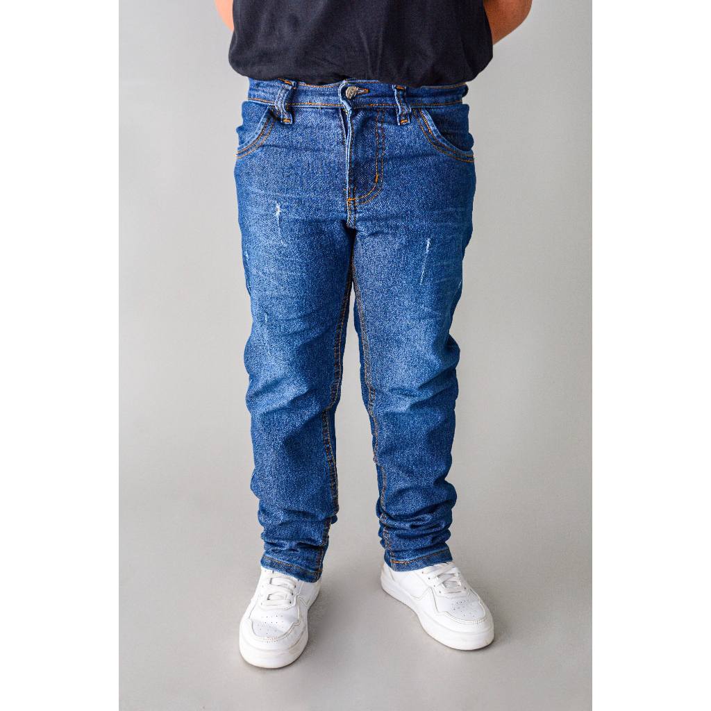 Calça Jeans Masculina Infantil Juvenil Com Regulador Tamanho 06 ao 16