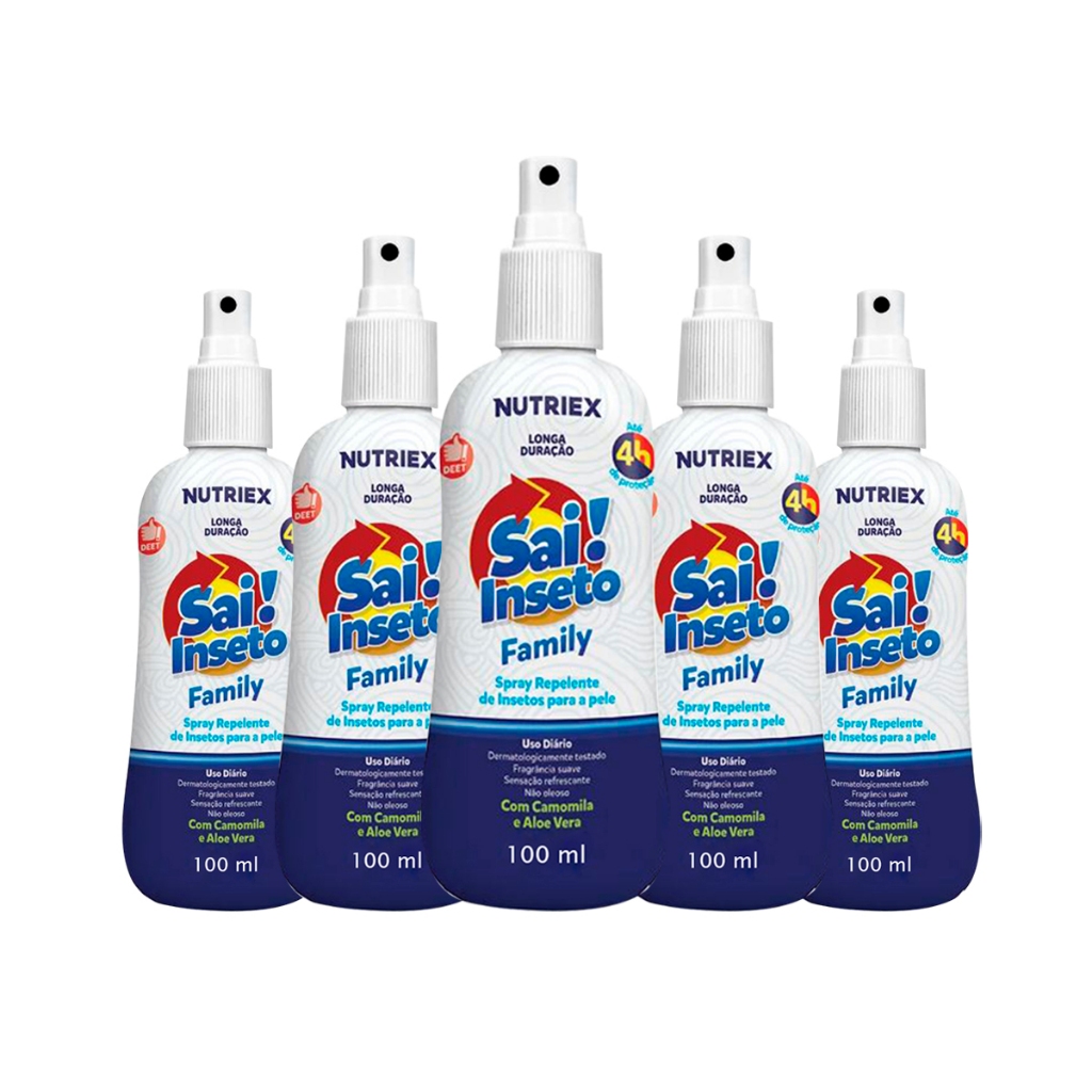 Kit 5un Repelente Spray Sai Insetos Family 4H 100ml em Oferta na Shopee