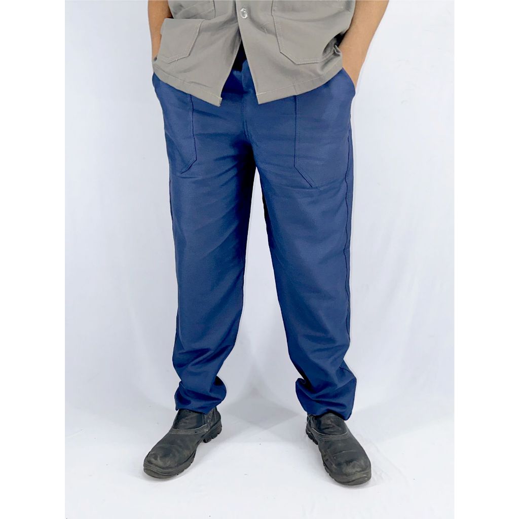 Calça Brim Uniforme reforçada na fechadeira 3 linhas