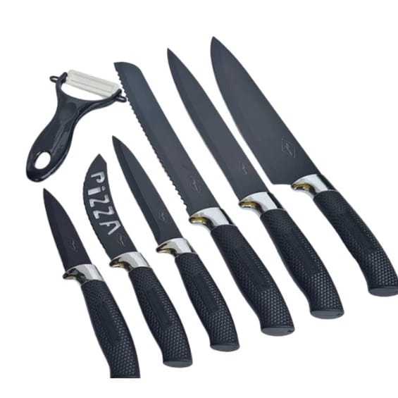 Kit Facas 7 Peças Faqueiro Churrasco Cozinha Chefe Aço Inox  BBG-70229
