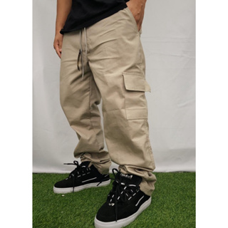 Calça Cargo jeans e sarja Larga Masculina Skate Caqui 6 Bolsos Fechamento Cordão unisex em Oferta na Shopee