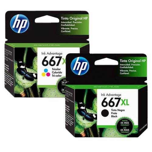 KIT CARTUCHO DE TINTA HP 667XL PRETO E COLOR - PARA USO EM 2376 2774 2776 6476 em Oferta na Shopee