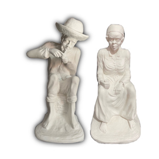 Kit Preto Velho e Preta Velha Gesso Cru em Oferta na Shopee