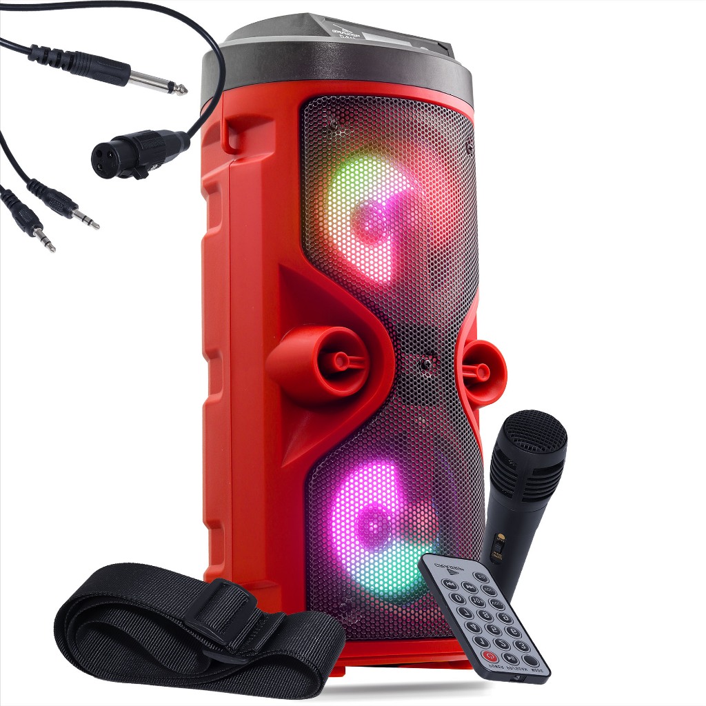 Caixa De Som Com Controle Bluetooth Rádio Fm Portatil RGB Auxiliar P2 Microfone P10 Alça Micro Sd USB Mp3