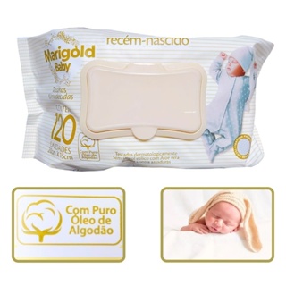 Lenço Umedecido para Recém Nascido Sem Álcool Marigold Baby Sensitive com 120 unidades em Oferta na Shopee