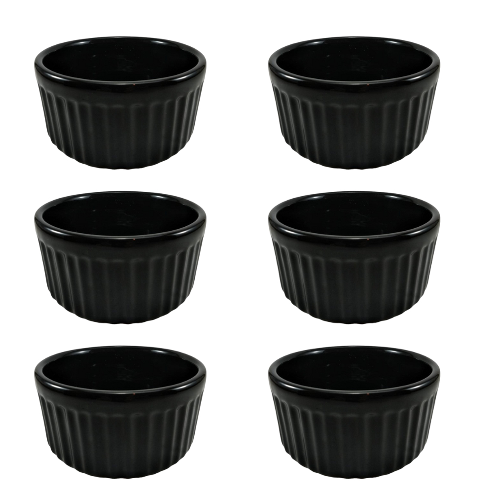 Kit 6 Ramequim Tigela Pote Bowl Cerâmica Pequeno Canelado 100 ML