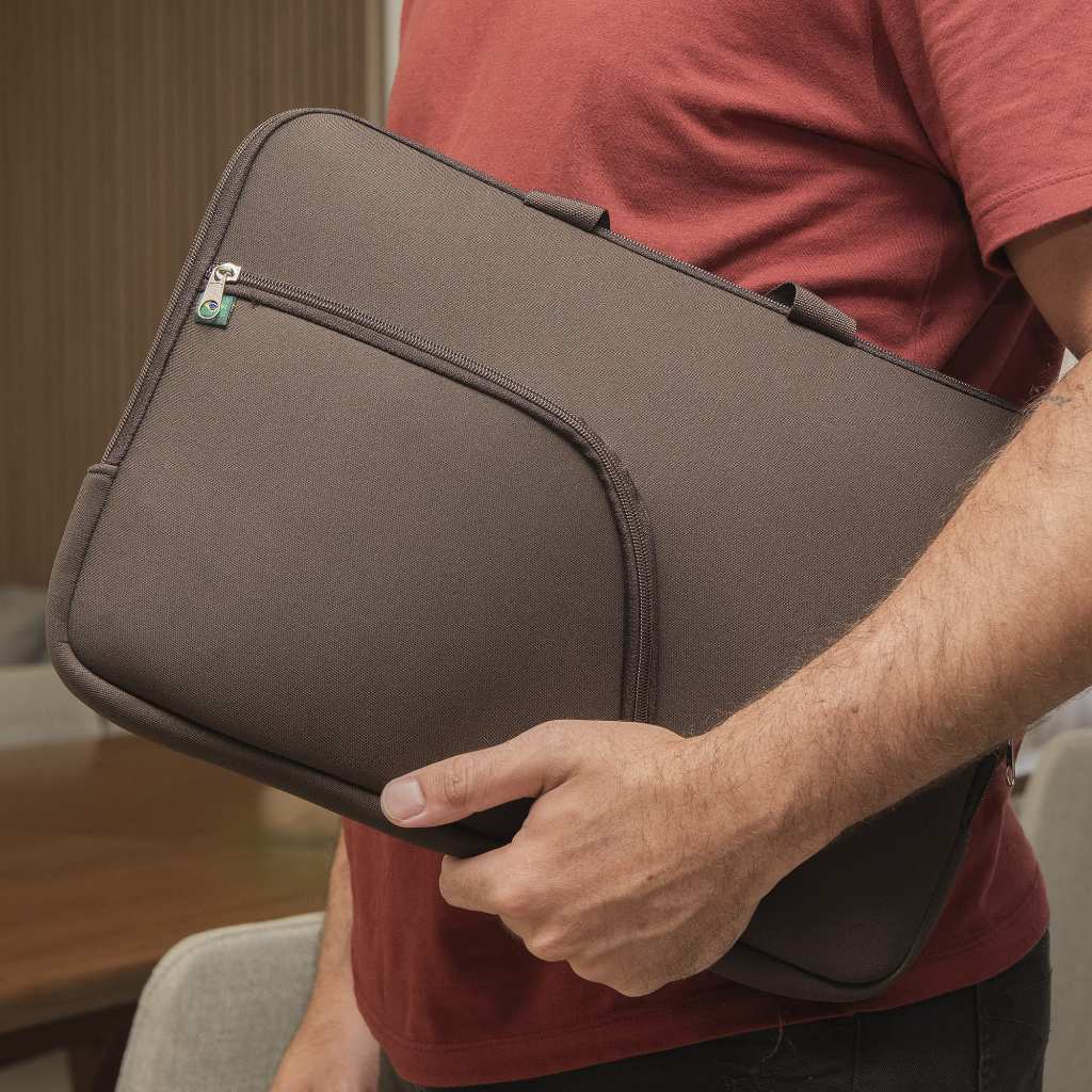 Capa Case Notebook Pasta Marrom Com Bolso Alça Externa Resistente Impermeável em Oferta na Shopee