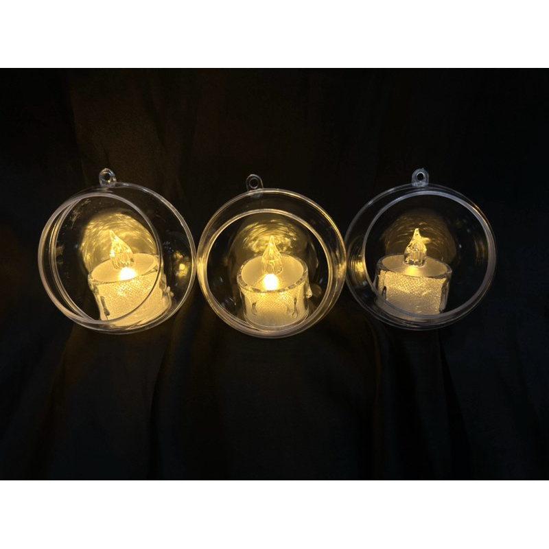 kit com 12 bolas acrílica transparente + 12 velas led decoração casamento festa etc em Oferta na Shopee