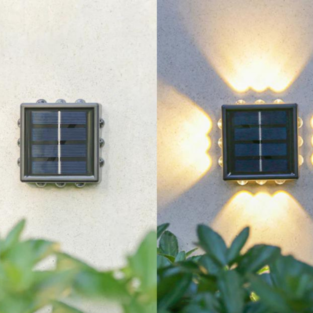 Kit 2 Luminária Espeto Jardim Luz/Led Solar-12 Focos Slim Sensor-Arandela  LT-8597