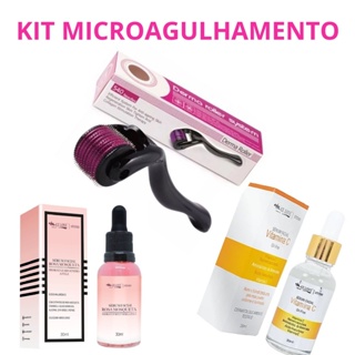 Kit Microagulhamento Como usar Dermaroller + Sérum Vitamina C + Sérum Rosa Mosqueta em Oferta na Shopee