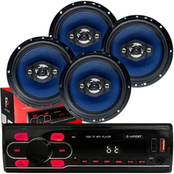 Kit 4 Alto-falantes 6 Polegadas 55w + Radio Mp3 Bluetooth Fm
