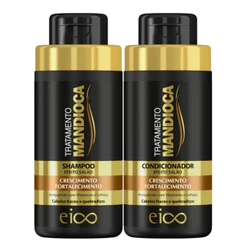 Eico Tratamento Mandioca Shampoo Sem Sal e Condicionador Leave-in 450ml Fortalecimento Crescimento