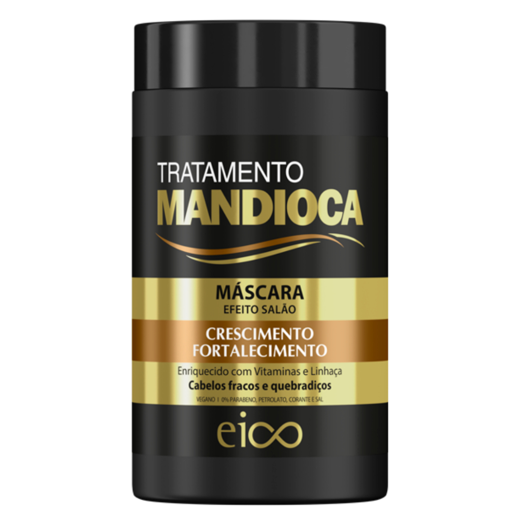 Detalhes do Eico Tratamento Mandioca Shampoo Condicionador 800ml + Máscara 1kg + Megadose Fortalecimento Brilho