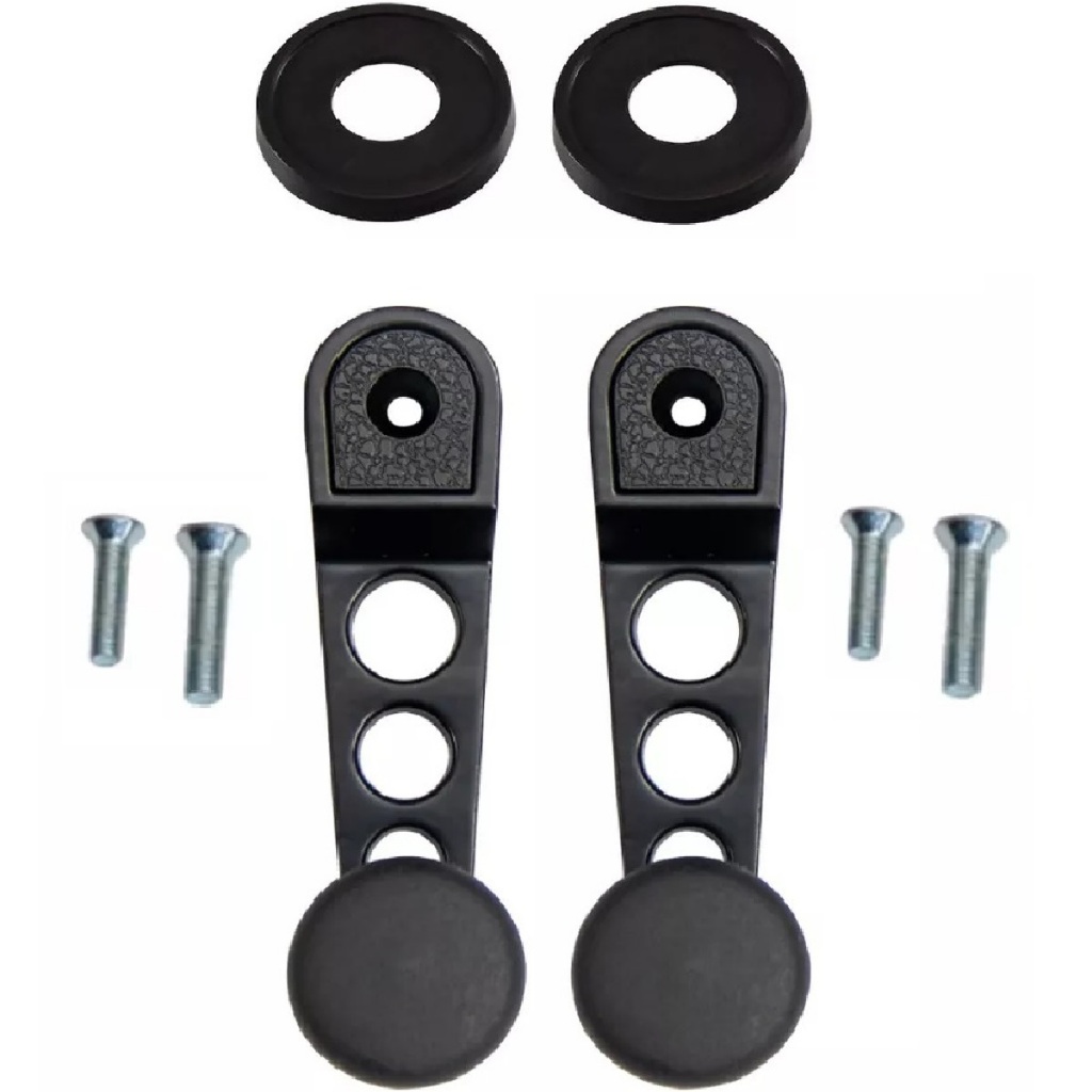 Par de Manivelas Vidro Pretas Sport Fusca Brasília Gol Kombi + parafusos + Rosetas