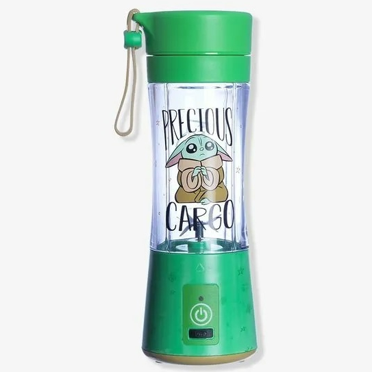 MINI LIQUIDIFICADOR MIXER BABY YOUDA OFICIAL GROGU THE MANDALORIAN GARRAFA 300ML 6 LAMINA