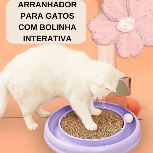 Arranhador Interativo Antiestresse para Gatos Cat Relax com Bolinha Varias Cores  Pet com bolinha