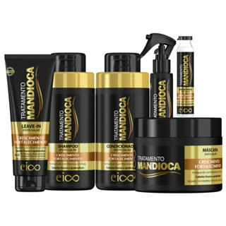 Kit Eico Tratamento Mandioca Creme de Hidratação Nutrição Crescimento Fortalecimento Capilar