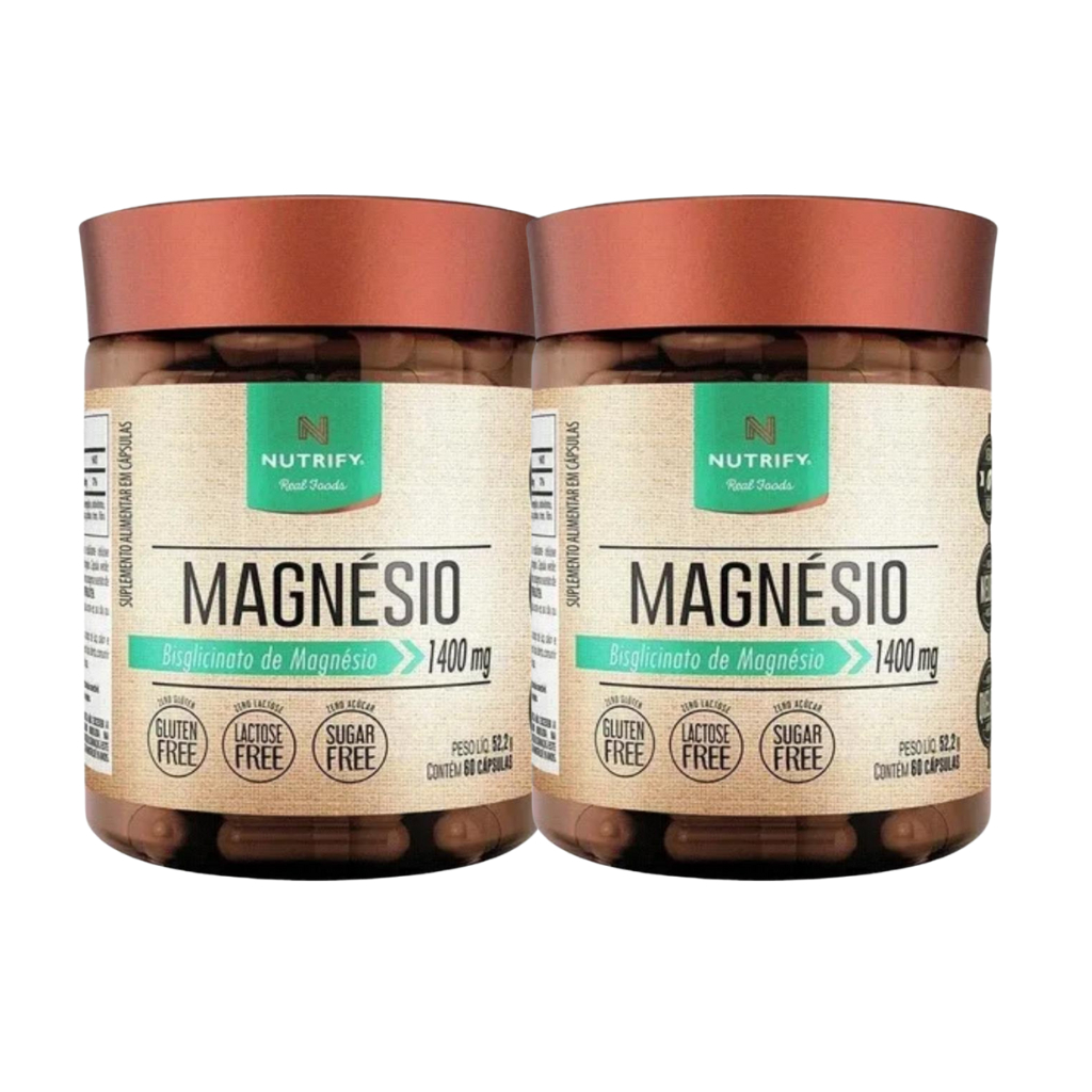 Kit 2 Magnésio 1400mg 60 Cápsulas Vegano Nutrify Bisglicinato | Vitamina | Suplemento | Original