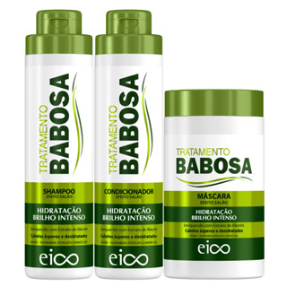 Eico Babosa Aloe Vera Tratamento Shampoo Sem Sal e Condicionador Leave-in 800ml + Máscara Creme de Hidratação 1kg